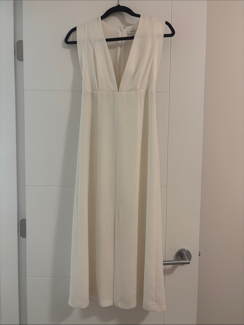 Babaton Cream Deep V-Neck Maxi Dress